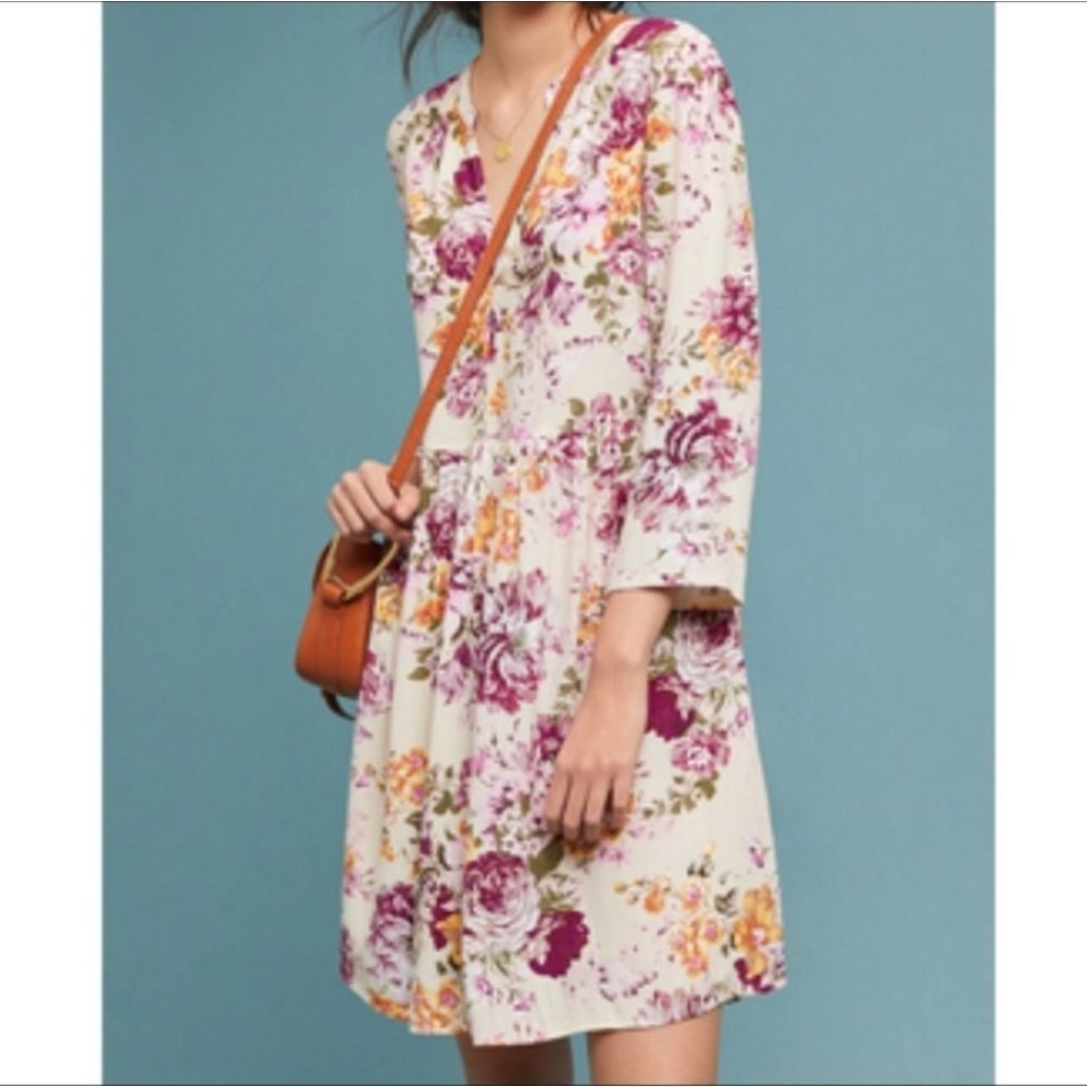 Anthropologie Maeve Juno Floral Print Women's Dress‎ Size Large NWT